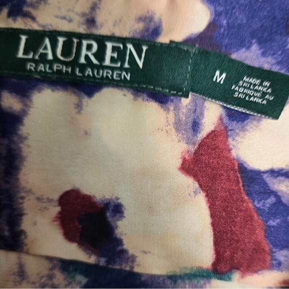 Lauren Ralph Lauren Womens M Floral Shirt Button Up Long Sleeve Burgundy Green - Picture 2 of 7
